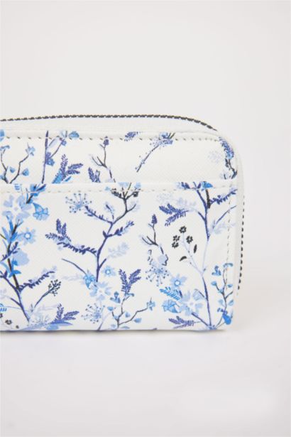 Женский кожаный кошелек с цветочным принтом