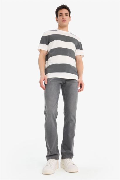 Cotton Regular Fit Crew Neck Striped T-Shirt