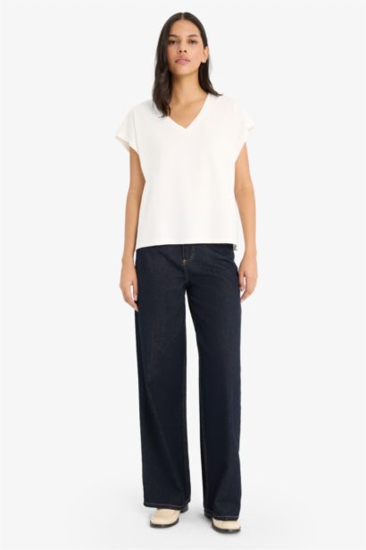 تيشيرت سادة بيزك بريميوم قصة عادية بياخة V