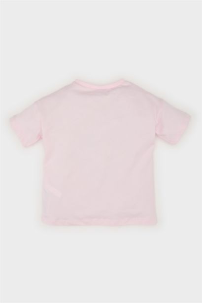 Bisiklet Yaka Kalp Desenli Kısa Kollu Tişört Kız Bebek
