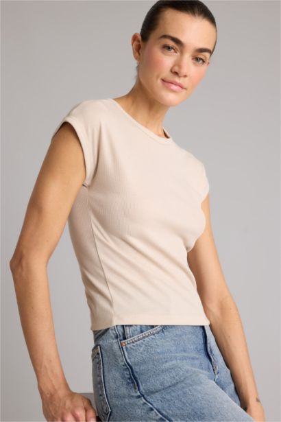 Slım Fıt Basıc Fitilli Kaşkorse Tişört