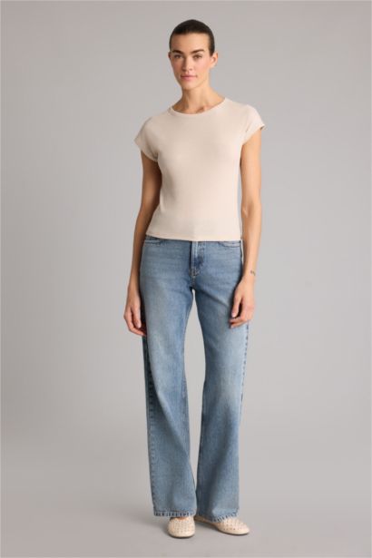 Slım Fıt Basıc Fitilli Kaşkorse Tişört