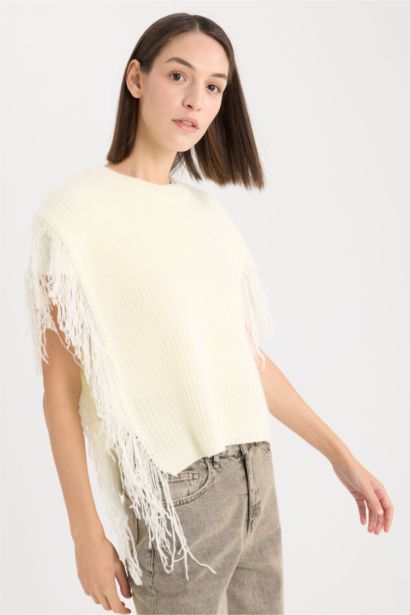 Crew Neck Selanik Tassel Knitwear Vest