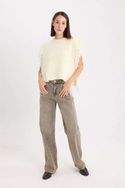 Crew Neck Selanik Tassel Knitwear Vest