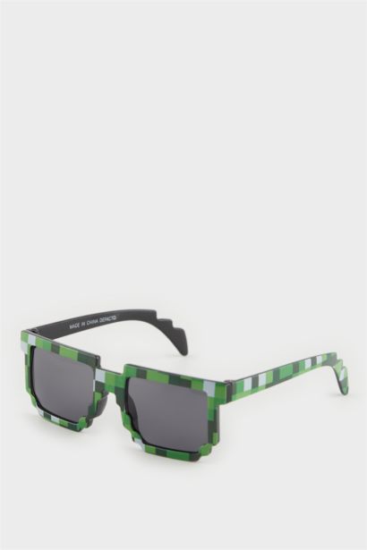 Boy Minecraft Green Plastic Frame Black Glass UV Sunglasses