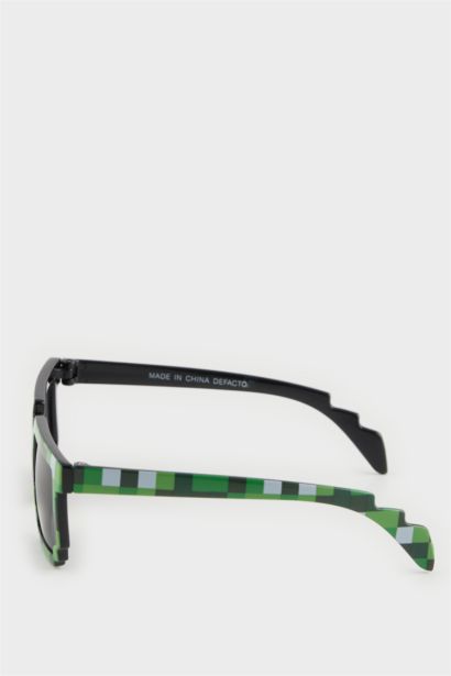 Boy Minecraft Green Plastic Frame Black Glass UV Sunglasses