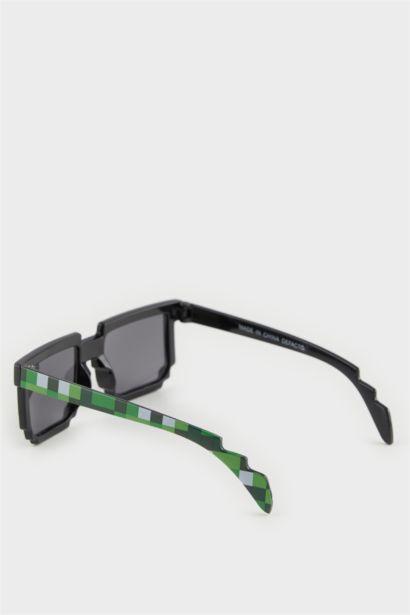 Boy Minecraft Green Plastic Frame Black Glass UV Sunglasses