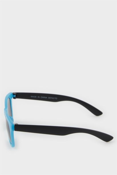 Ер балаларға арналған дөңгелек көк пластик жақтаулы қара линзалы УФ күннен қорғайтын көзілдірік