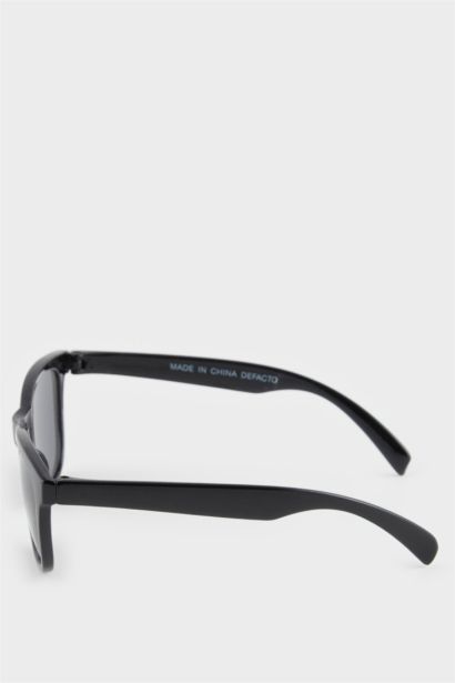 Lunettes de soleil carrées cadre en plastique noir pour fille
