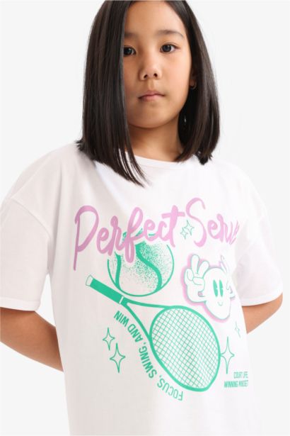 Ensemble T-shirt imprimé et Leggings short pour fille