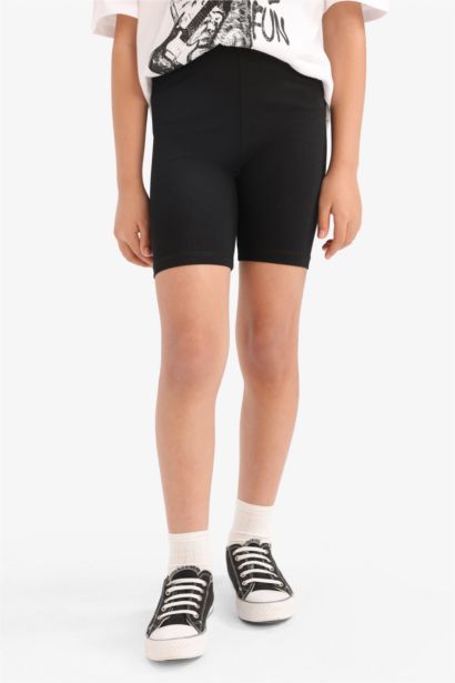 2'li Takım Baskılı Kısa Kollu Tişört Biker Tayt Kız Çocuk