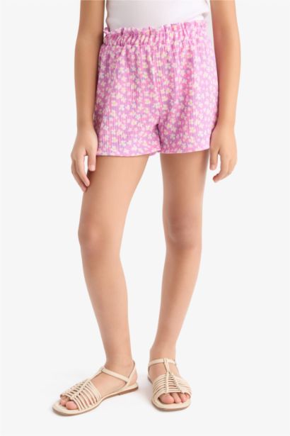 Girl Patterned Flexible Waist Shorts