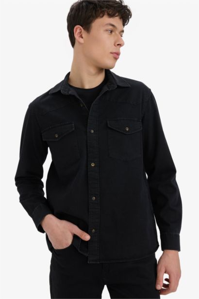 Regular Fit Long Sleeve Denim Shirt