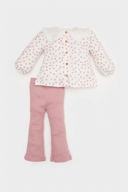 Baby Girl Floral Poplin Shirt Trousers 2 Piece Set