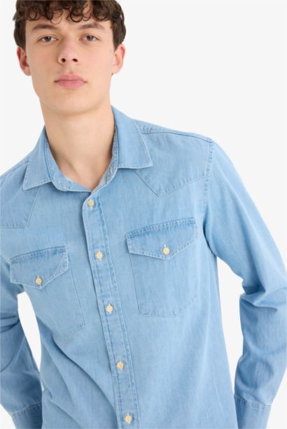 Regular Fit Denim Long Sleeve Shirt