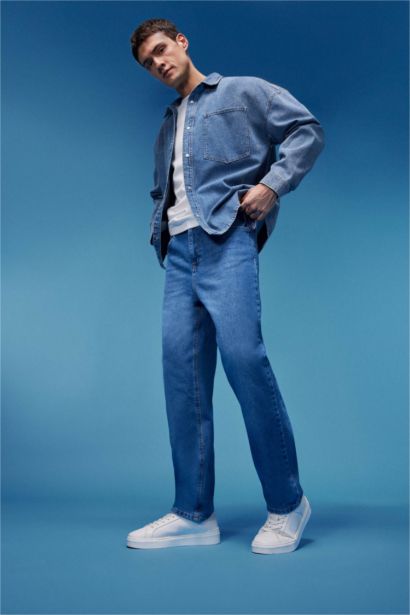 Oversize Fit Denim Long Sleeve Shirt