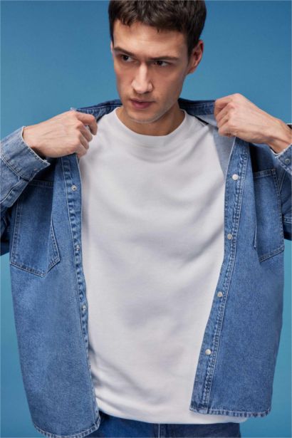 Oversize Fit Denim Long Sleeve Shirt