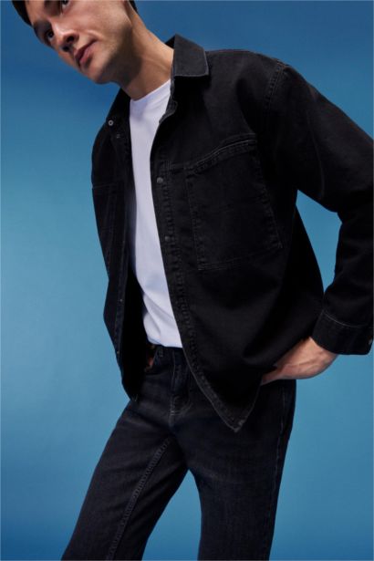 Oversize Fit Denim Long Sleeve Shirt