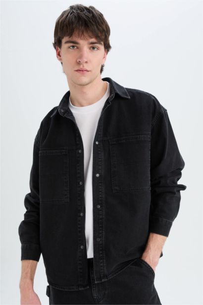 Oversize Fit Denim Long Sleeve Shirt