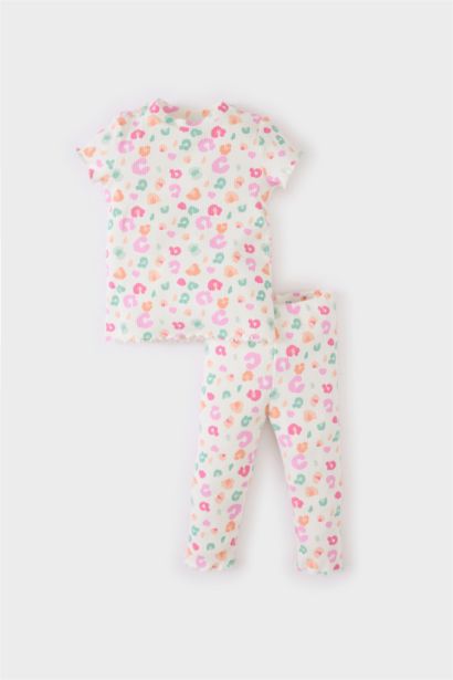 طقم تيشيرت مطبوع مضلع سروال ضيق - قطعتين