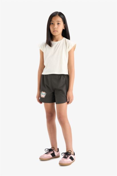 Girl Elastic Waist Printed Shorts