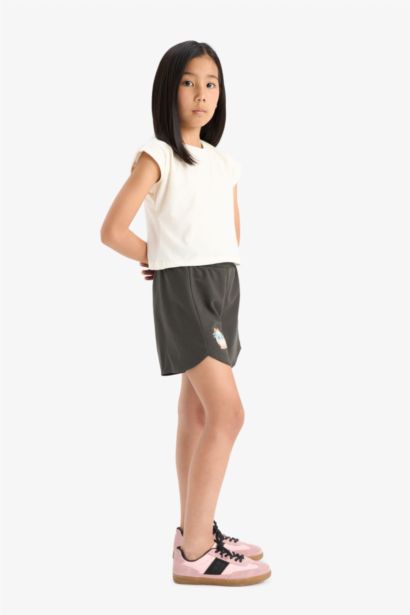 Girl Elastic Waist Printed Shorts