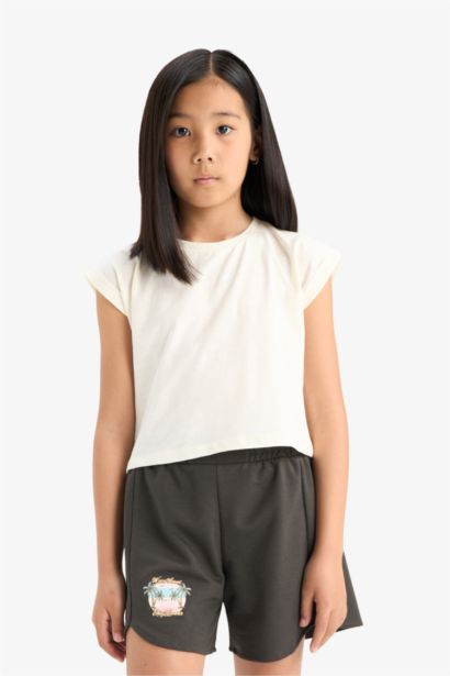 Girl Elastic Waist Printed Shorts
