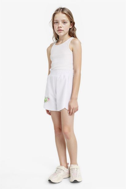 Short imprimé à taille élastique pour fille