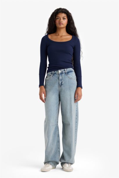 Slim Fit Round Neck Basic Ribbed T-Shirt