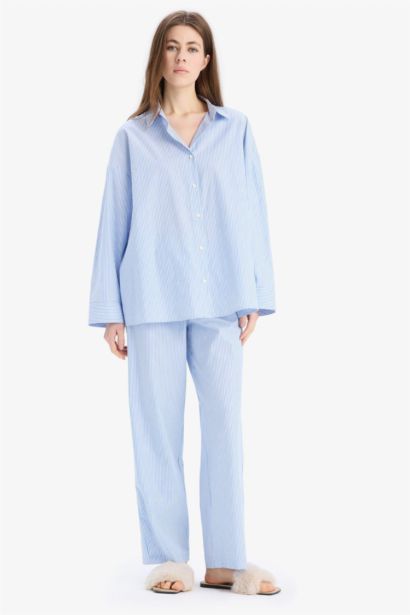 Fall in Love Striped Long Length Poplin Pajama Bottom