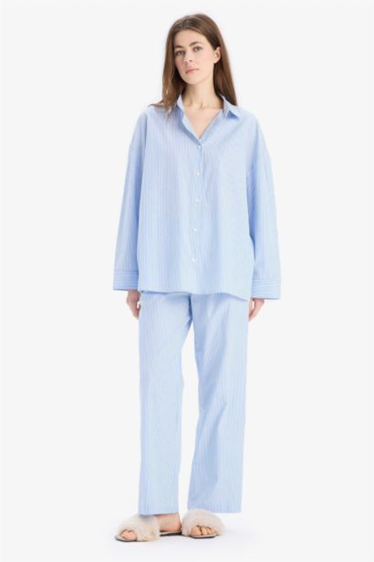 Fall in Love Striped Long Length Poplin Pajama Bottom