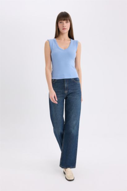 Slım Fıt V Yaka Ribana Atlet