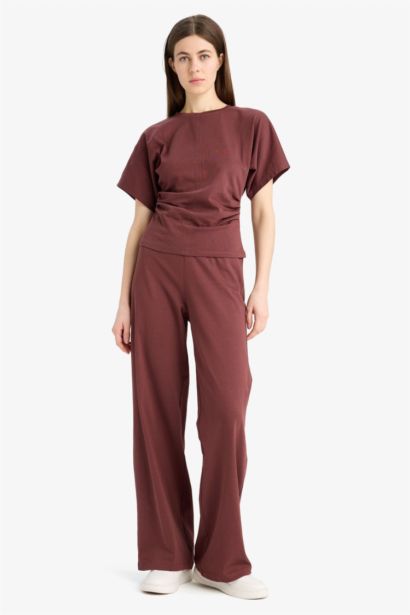 %100 Pamuk Wide Leg Basıc Geniş Paça Premium Pantolon