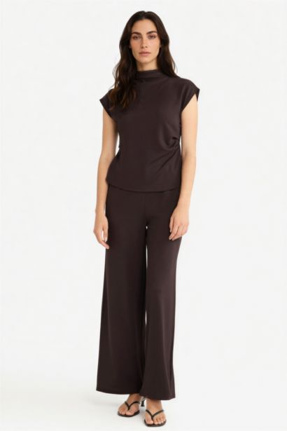 Wide Leg Pique Trousers