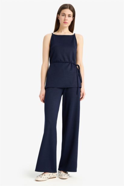 Pantalon large basique en piqué