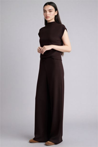 Wide Leg Pique Trousers