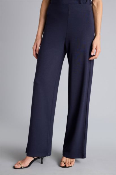 Wide Leg Pique Trousers