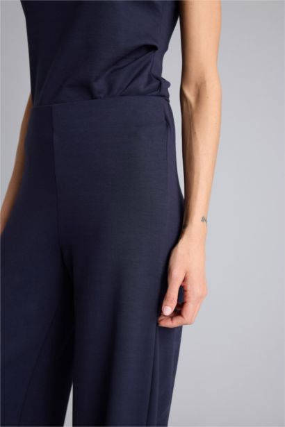 Wide Leg Pique Trousers