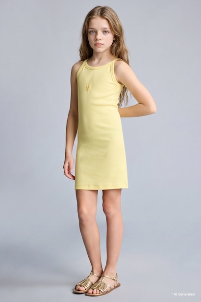 Girl Slim Fit Sleeveless Knitted Dress