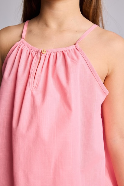 Girl A Cut Sleeveless Woven Dress