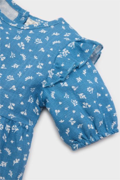 فستان بيبي بناتي قصة عادية نص كم بياقة مستديرة