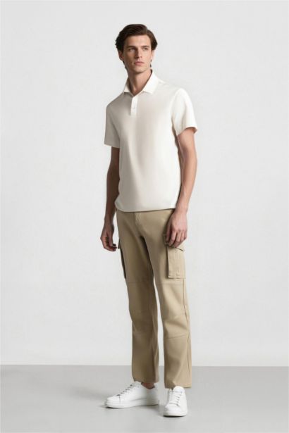 Loose Comfortable Fit Wide Leg Gabardine Cargo Pants