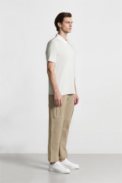 Loose Comfortable Fit Wide Leg Gabardine Cargo Pants