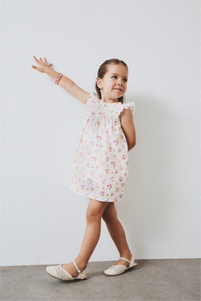 Baby Girl Floral Short Sleeve Twill Dress