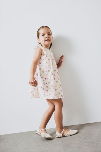 Baby Girl Floral Short Sleeve Twill Dress