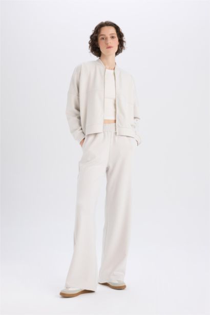 Wide Leg İnce Eşofman Altı Basıc Cepli Beli Lastikli Soft Touch Geniş Bol Paça