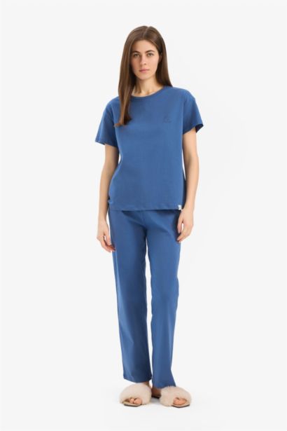 Pijama Takımı Kısa Kollu Üst Beli Lastikli Alt