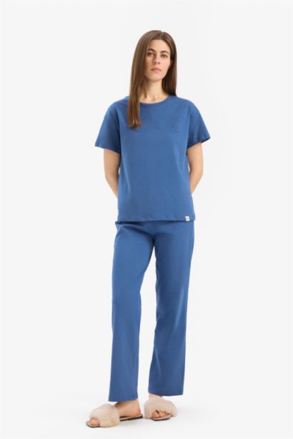 Pijama Takımı Kısa Kollu Üst Beli Lastikli Alt