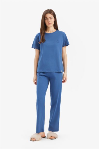 Pijama Takımı Kısa Kollu Üst Beli Lastikli Alt