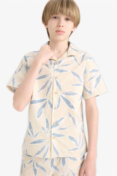 Рубашка из поплина с коротким рукавом и воротником поло в стиле оверсайз для мальчиков